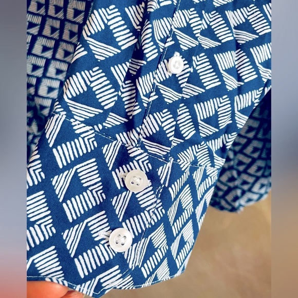 NWT CHICO’S Shirt No Iron Cotton Blue White Diamond Print Sz:16 (Chico’s Sz: 3) - Picture 9 of 13